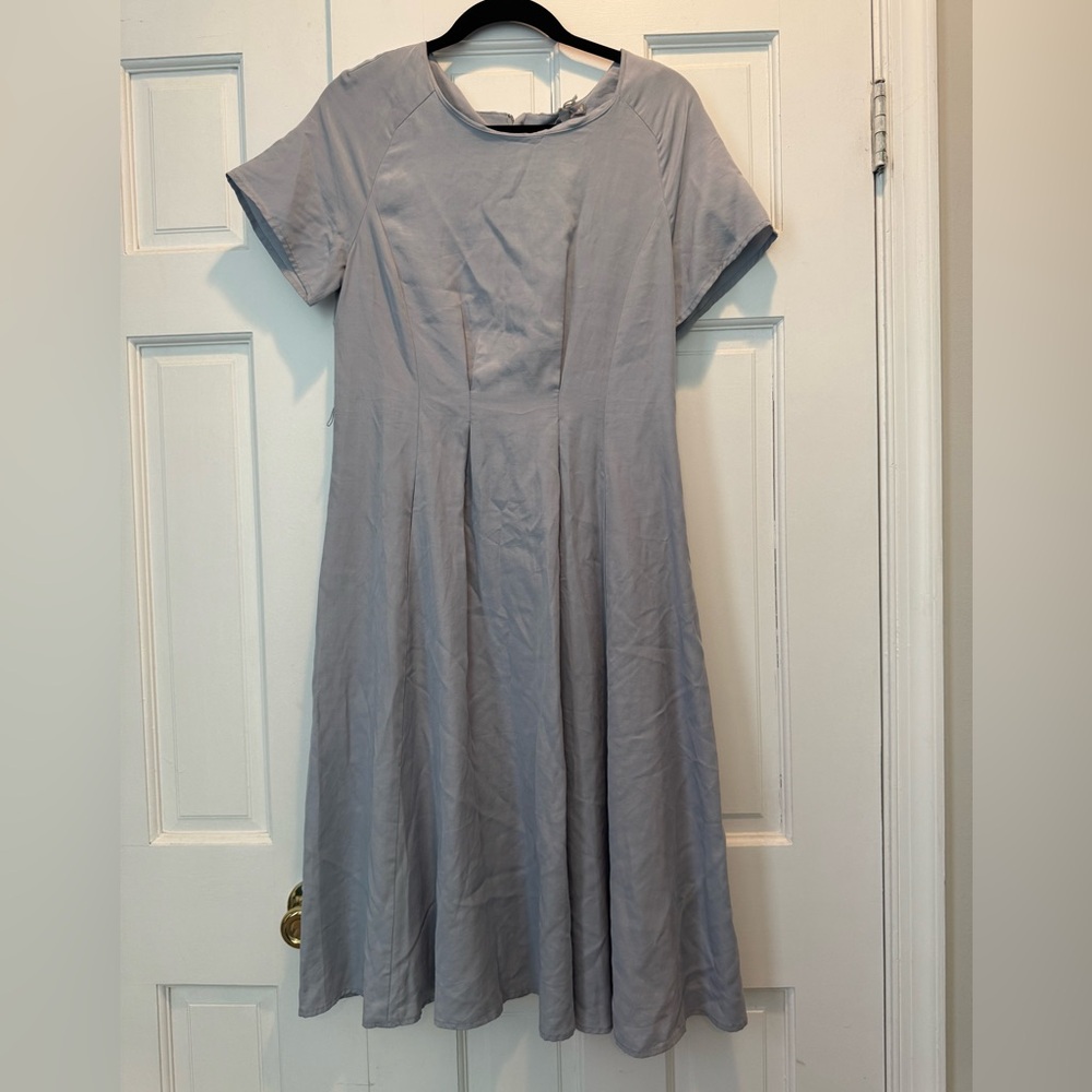 OLIVER BONAS - Grey/Light Blue MIDI Clara Dress with matching blazer